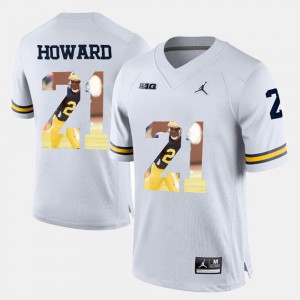 Player Pictorial Desmond Howard Michigan Jersey #21 For Men White 526353-621